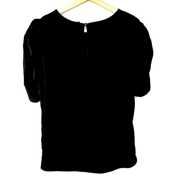 Torrid Womens Shirt Velvet Short Ruched Sleeves Top 18859266 Black Size 1 NWT - Picture 2 of 14